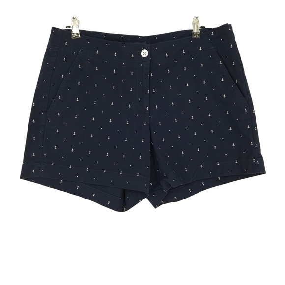 Nautica Pants - Nautica Chino Shorts Navy Blue Anchor Polka Dot Print High Rise 14